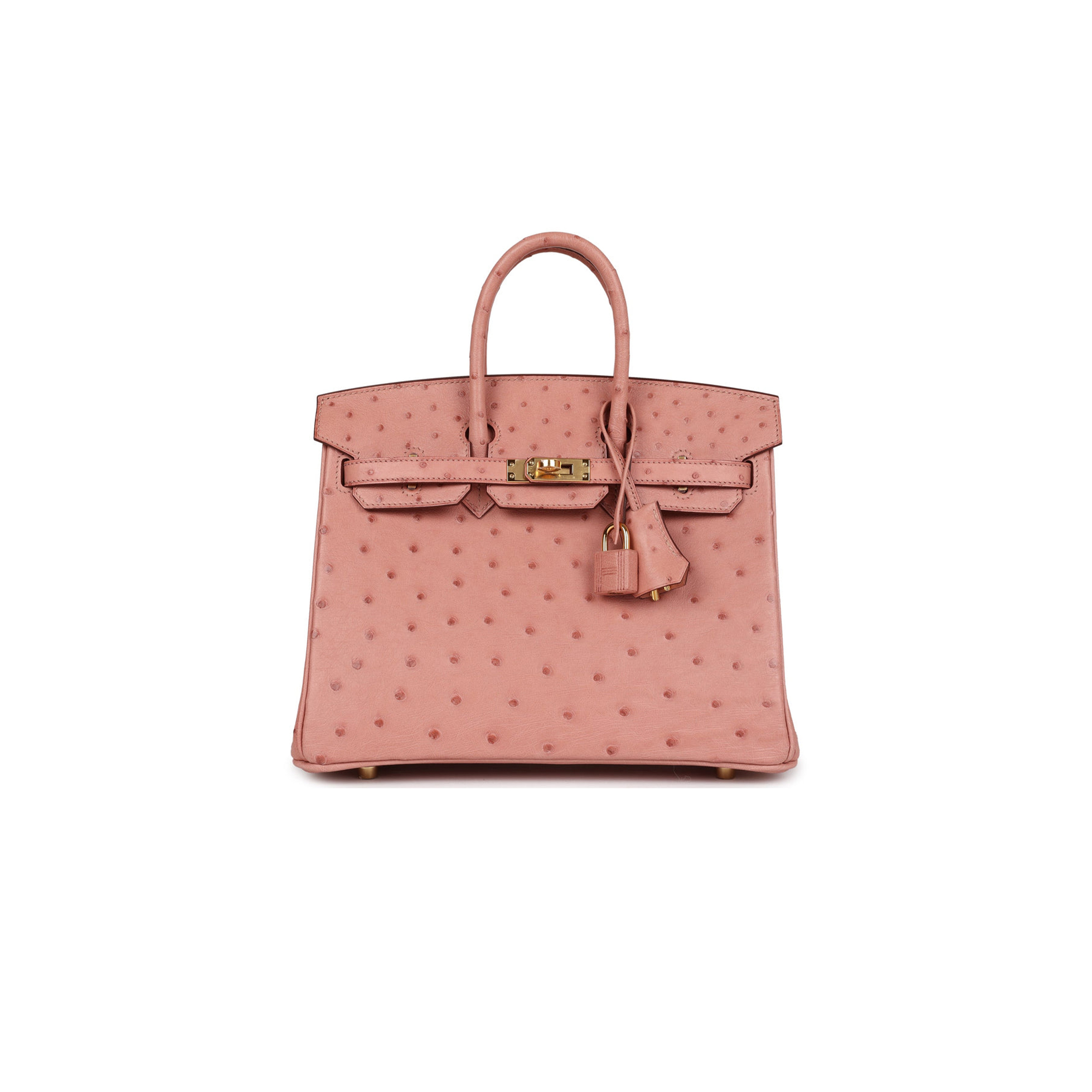 H**mes master birkin 25 ostrich leather cherry blossom pink gold buckle h041944ck92 (25*20*13cm)